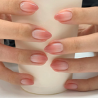 faux ongles babyboomer colore corail amande press on nails