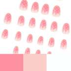 press on nails rose glossy pois blancs tendance