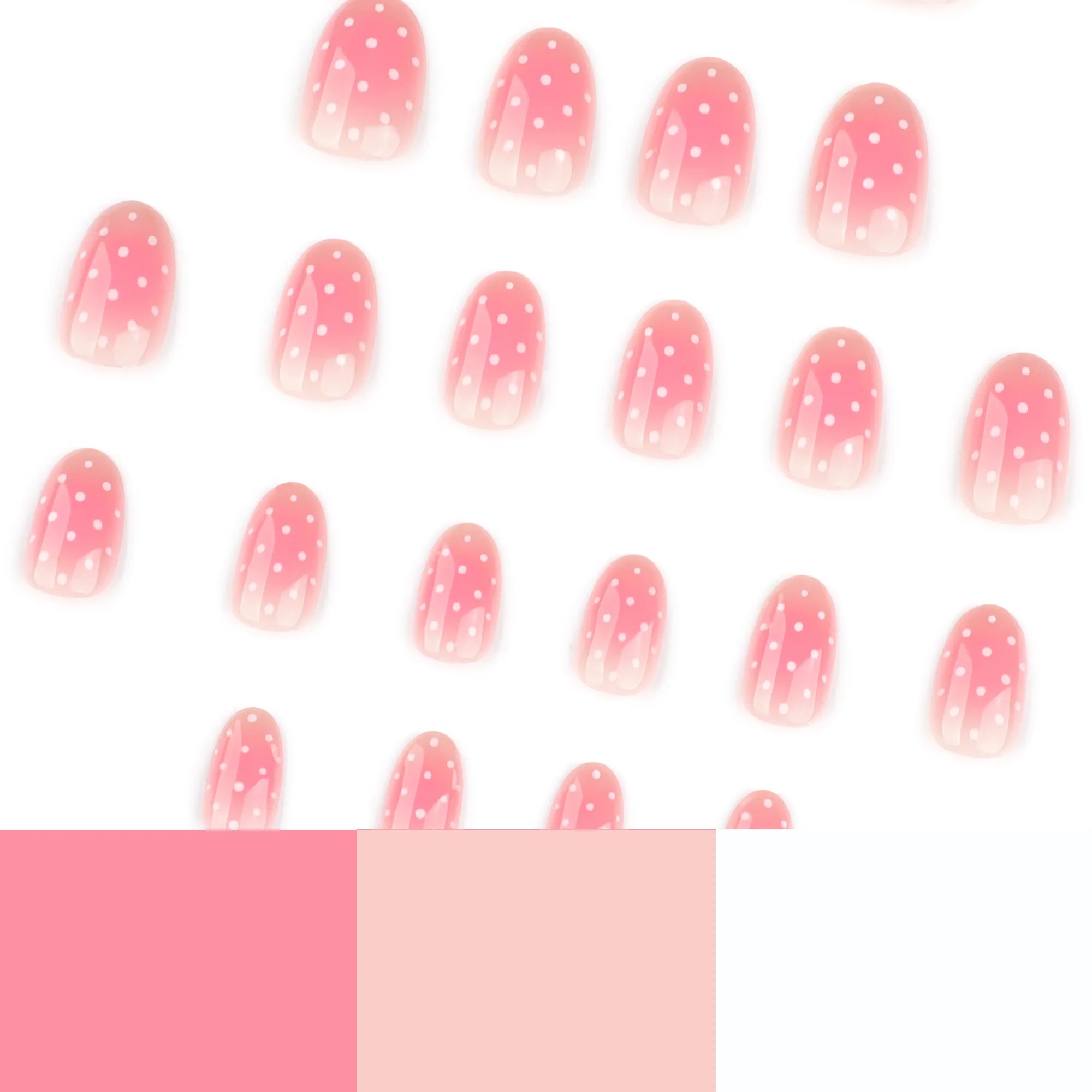 press on nails rose glossy pois blancs tendance