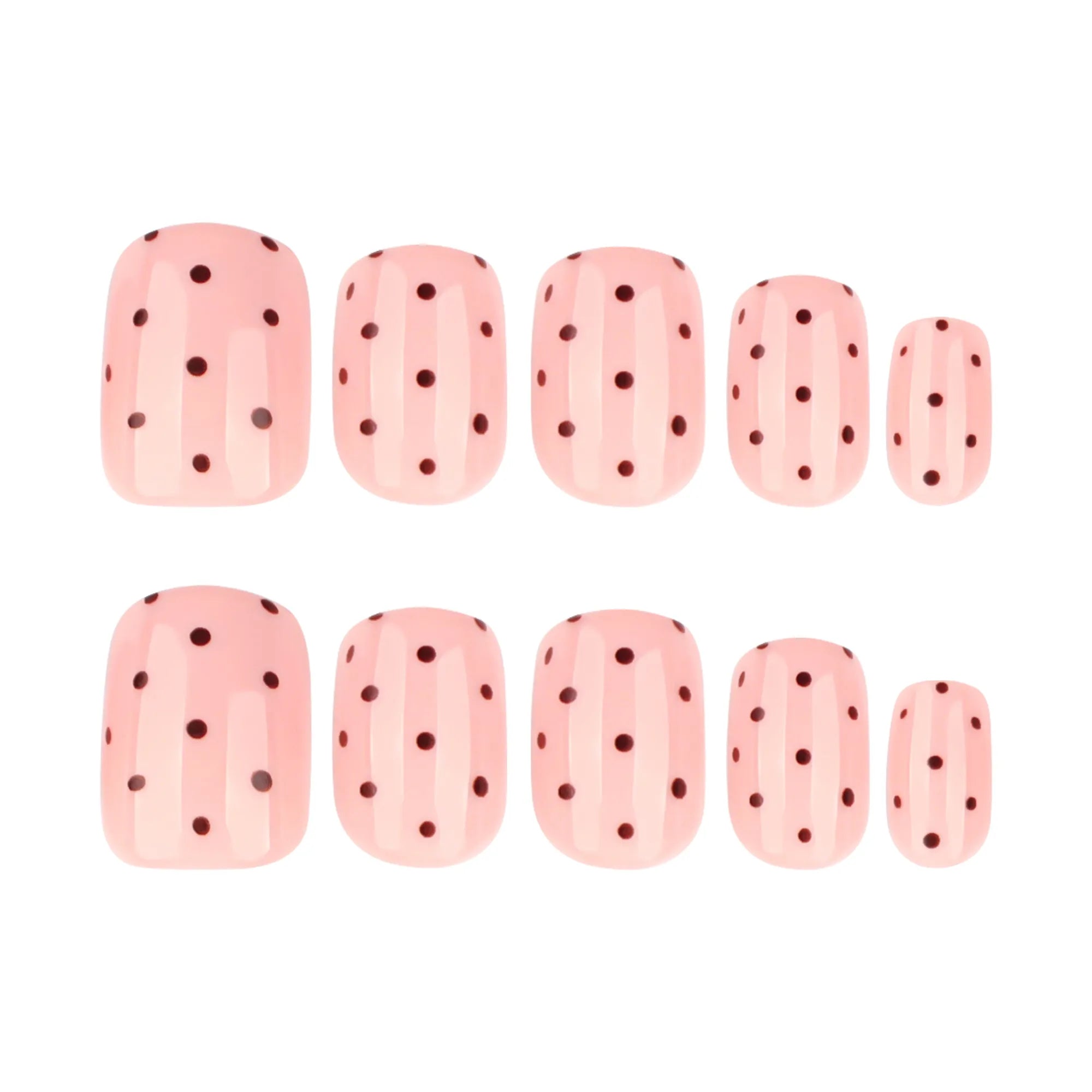 ongles courts rose glossy nail art pois polka