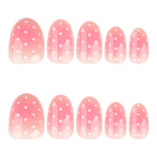ongles courts rose blush nail art pois blancs