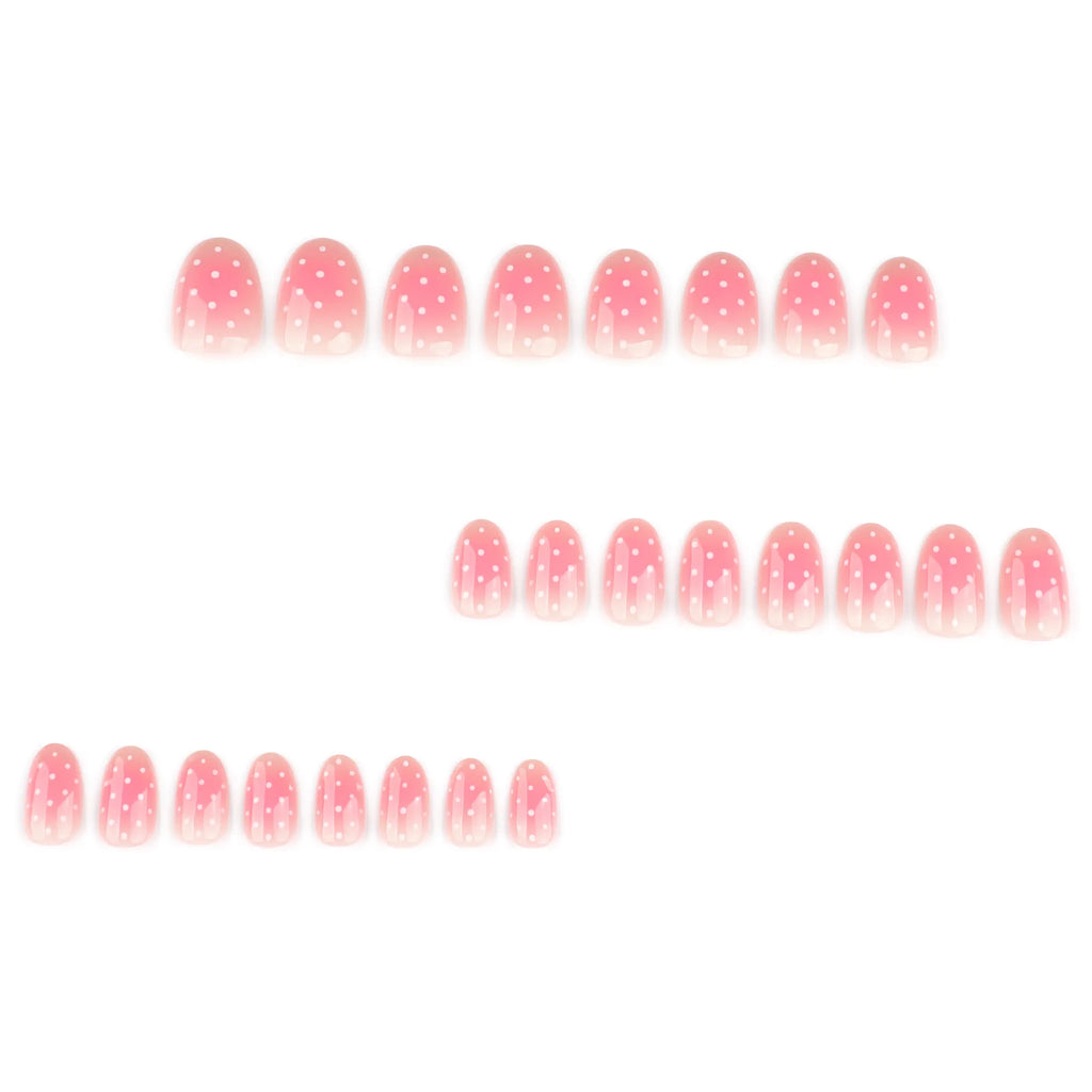 faux ongles polka dots rose manucure coquette