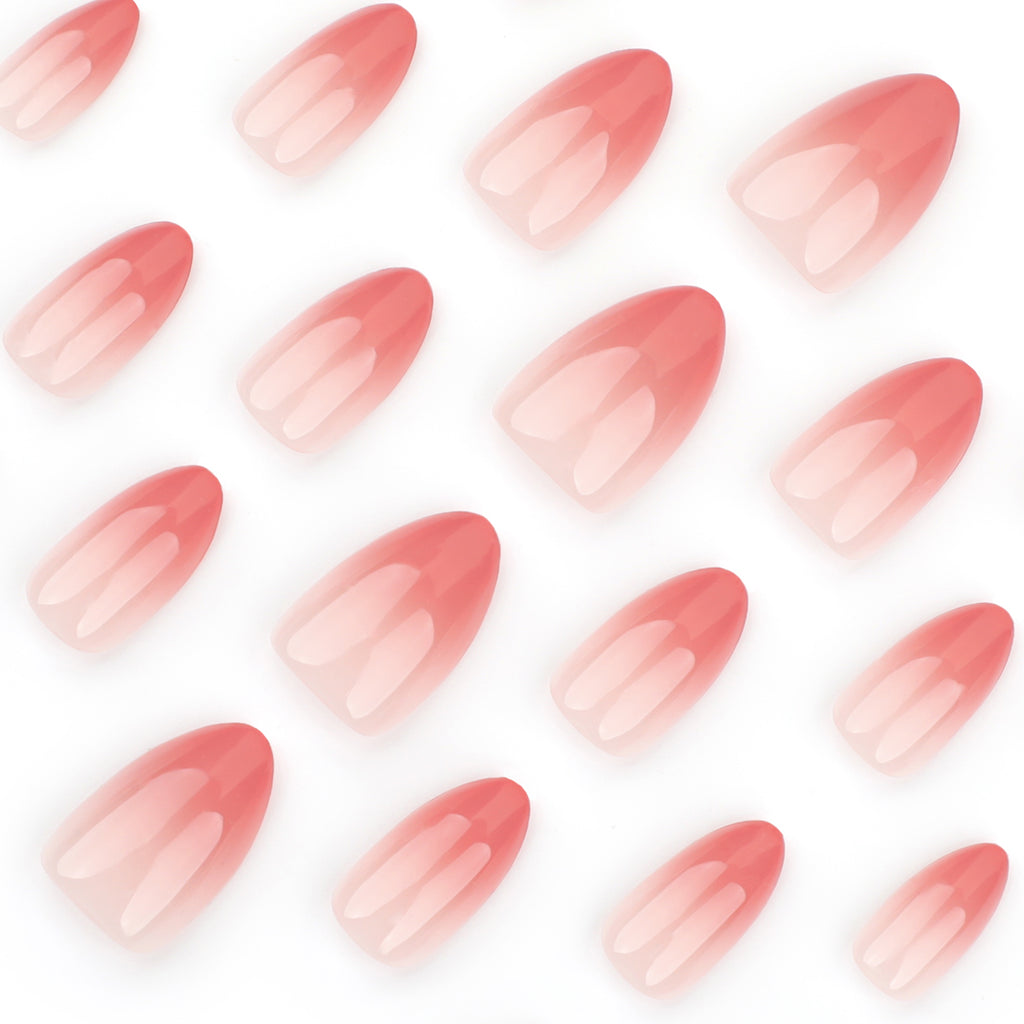 manucure babyboomer colore corail naturel press on nails