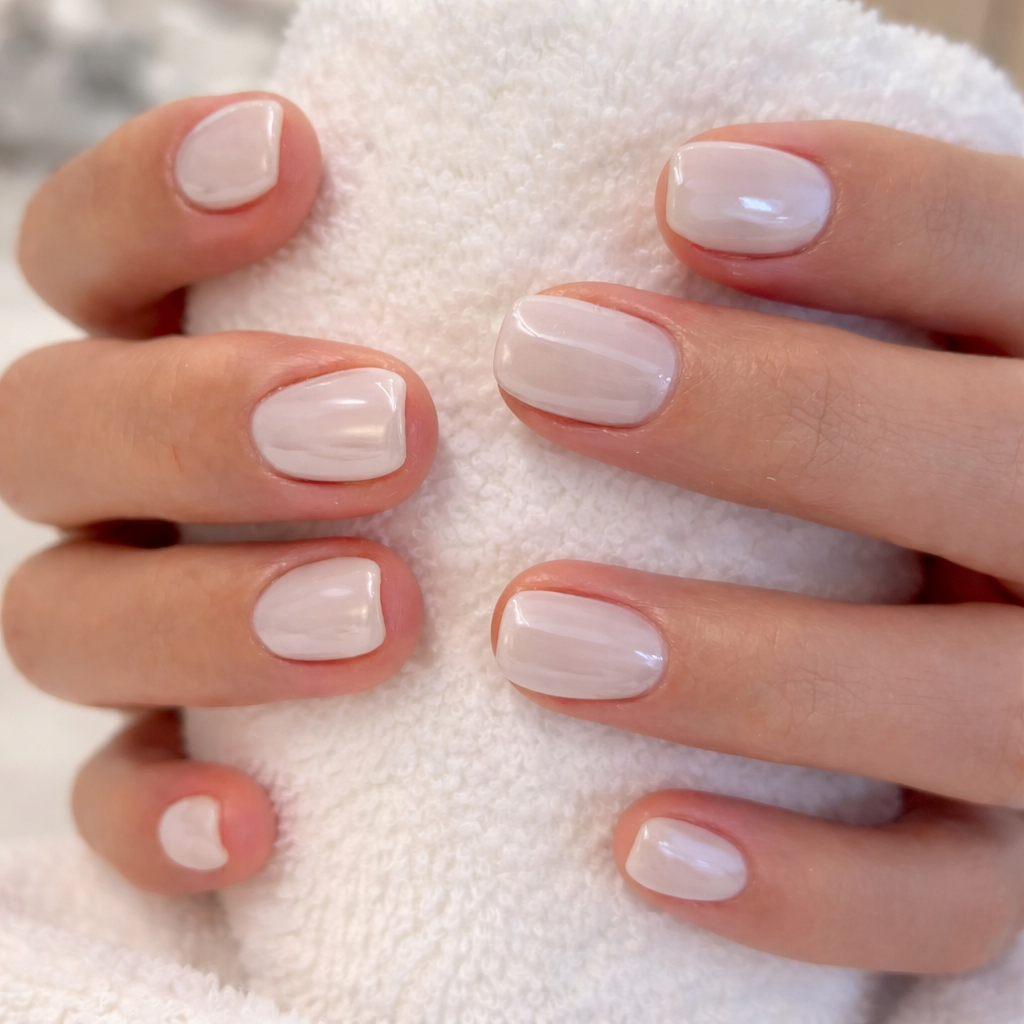 faux ongles nude blanc carre court press on nails naturel