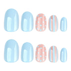 nail art press on nails pastel bleu polka dot tendance