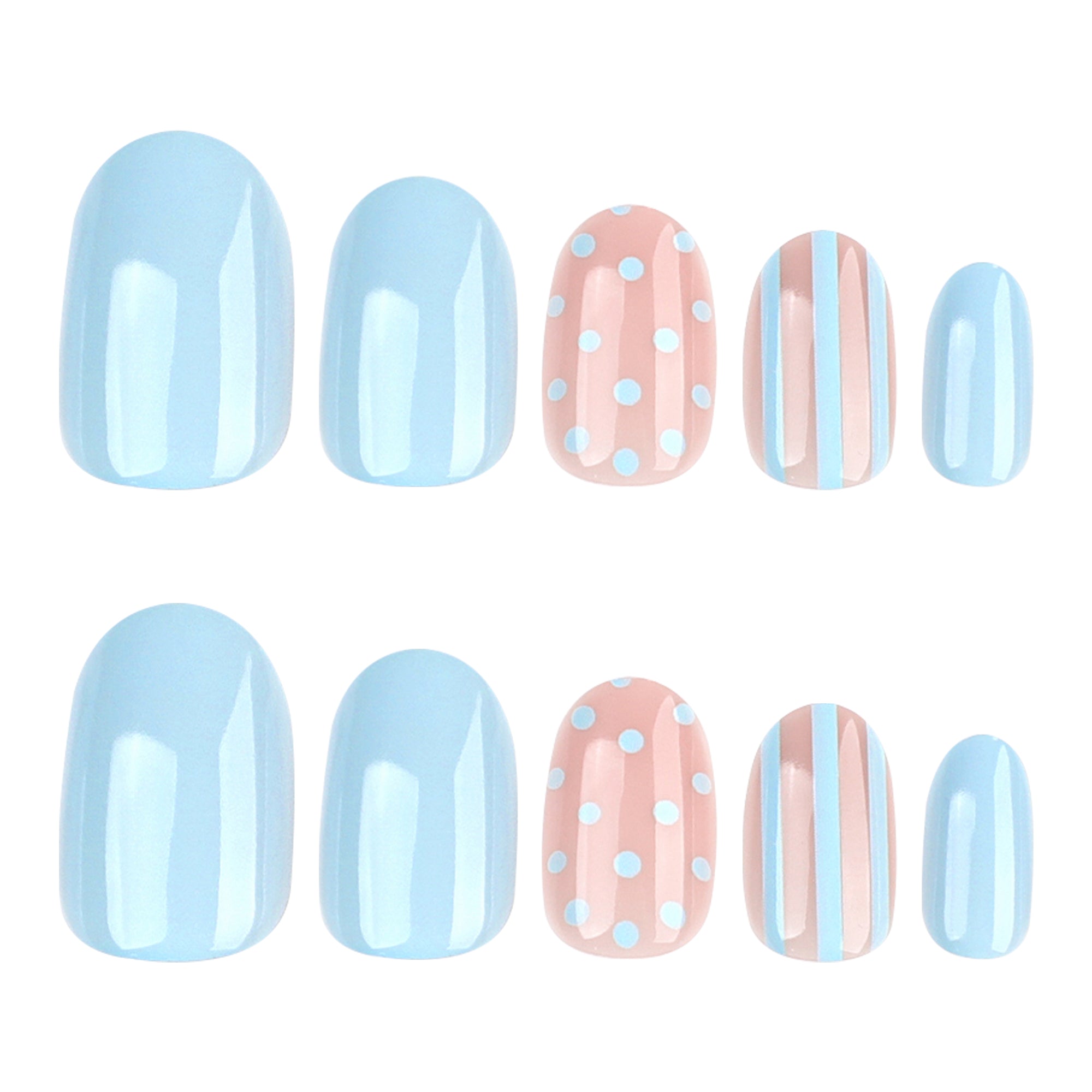 nail art press on nails pastel bleu polka dot tendance