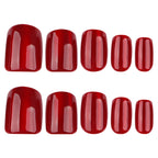 press on nails rouge brillant ongles carre court tendance