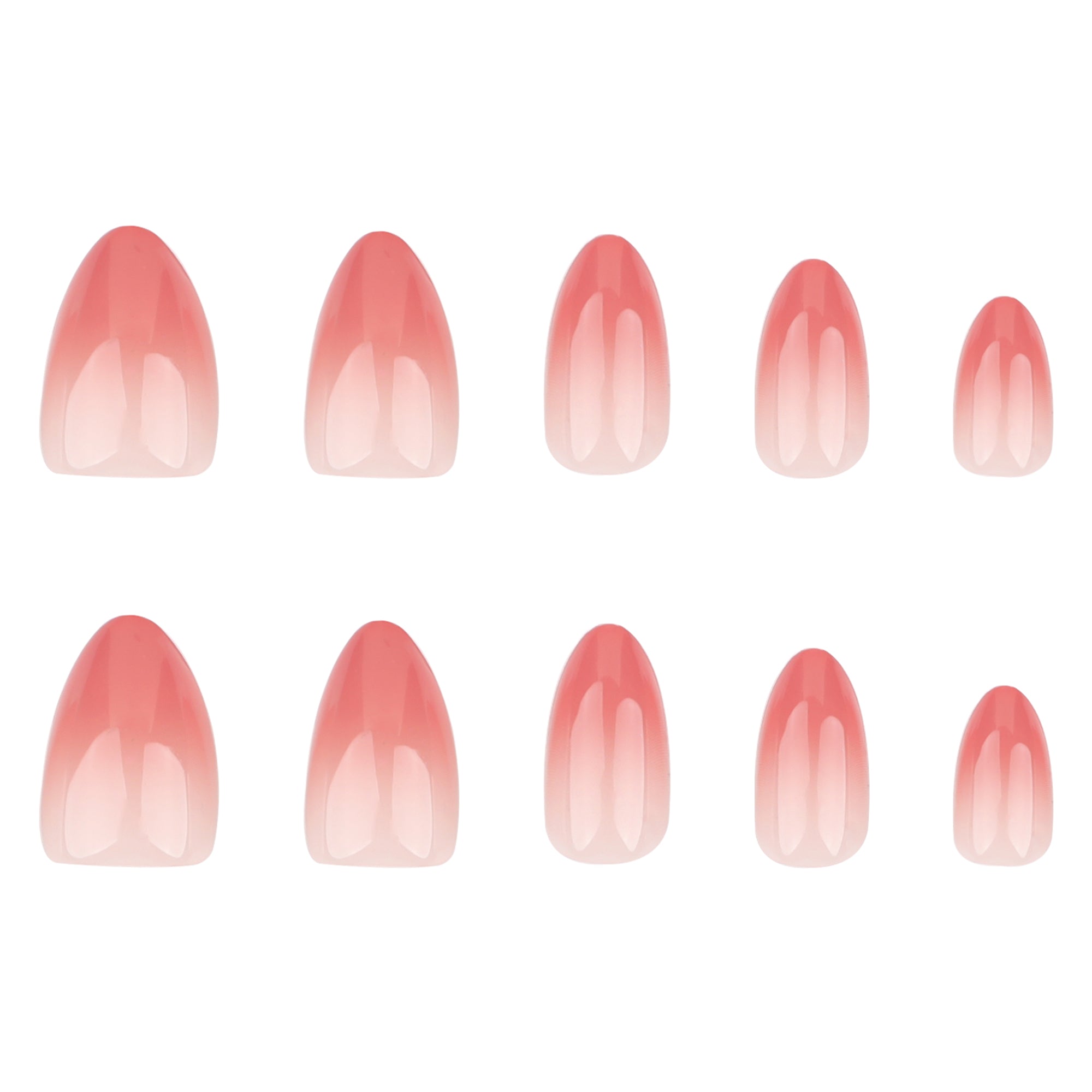 press on nails babyboomer corail rose degrade ongles amande